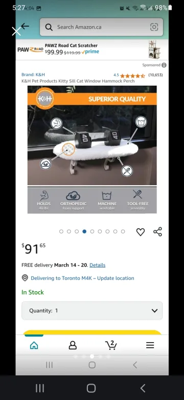 K&H Kitty Sill Cat Window Hammock Perch image indicator(2)