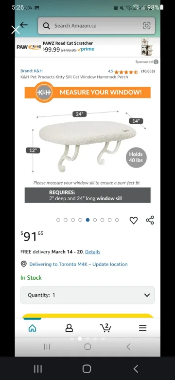 K&H Kitty Sill Cat Window Hammock Perch image indicator(4)