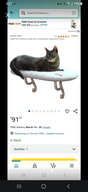 K&H Kitty Sill Cat Window Hammock Perch image indicator(5)