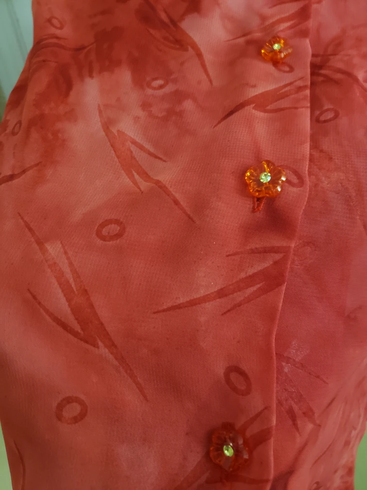 🇨🇦pink Patterned Blouse transparent  front button fot 14-16 - photo 2