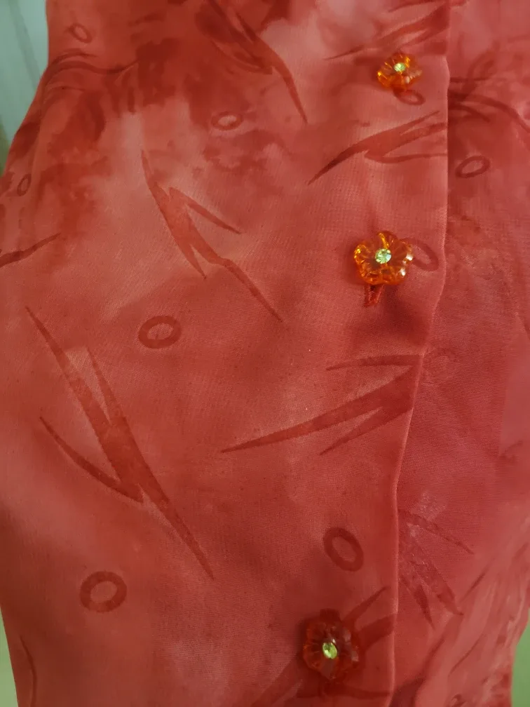 🇨🇦pink Patterned Blouse transparent  front button fot 14-16 image indicator(2)