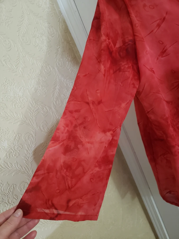 🇨🇦pink Patterned Blouse transparent  front button fot 14-16 - photo 5