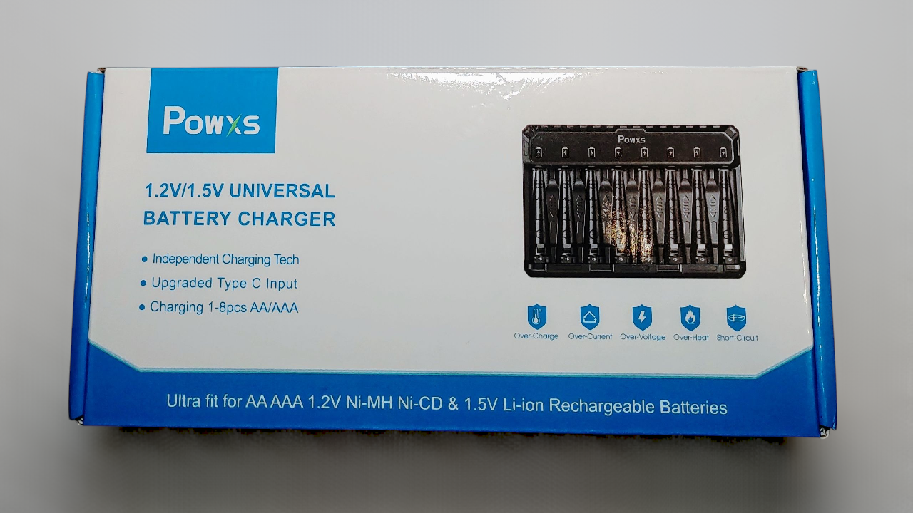 Powxs Universal Battery Charger with 8 AA Batteries