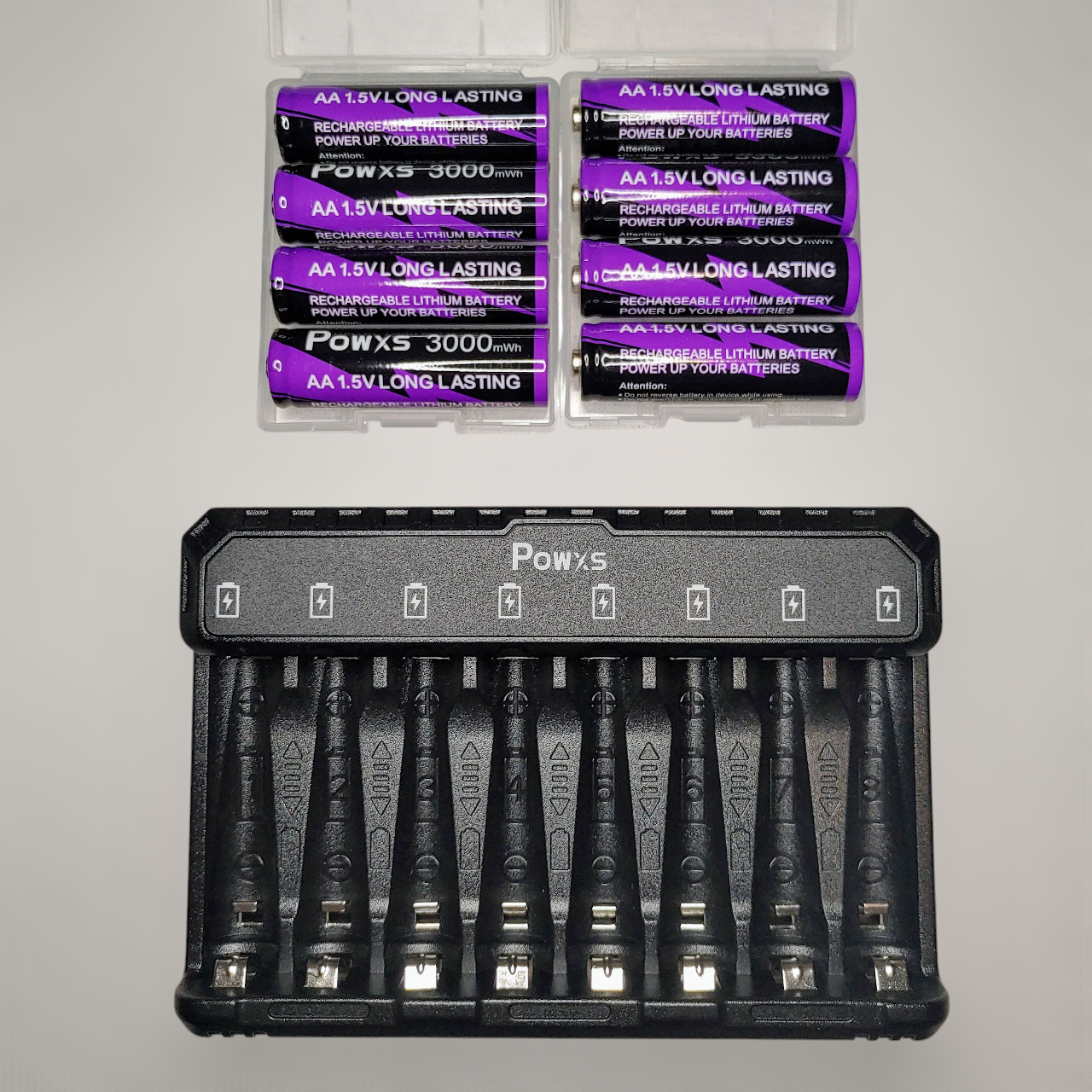 Powxs Universal Battery Charger with 8 AA Batteries - photo 2