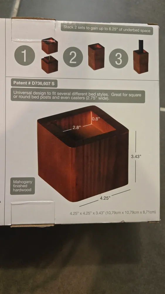 Stackable Wood Bed Lifters - Mahogany Finish image indicator(2)
