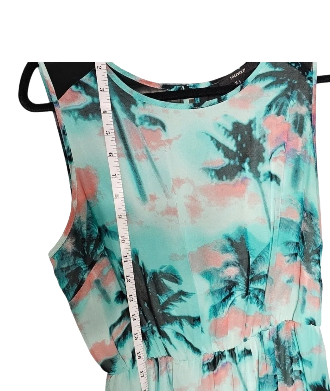 Turquoise Tropical Print Sleeveless Maxi Dress image indicator(7)