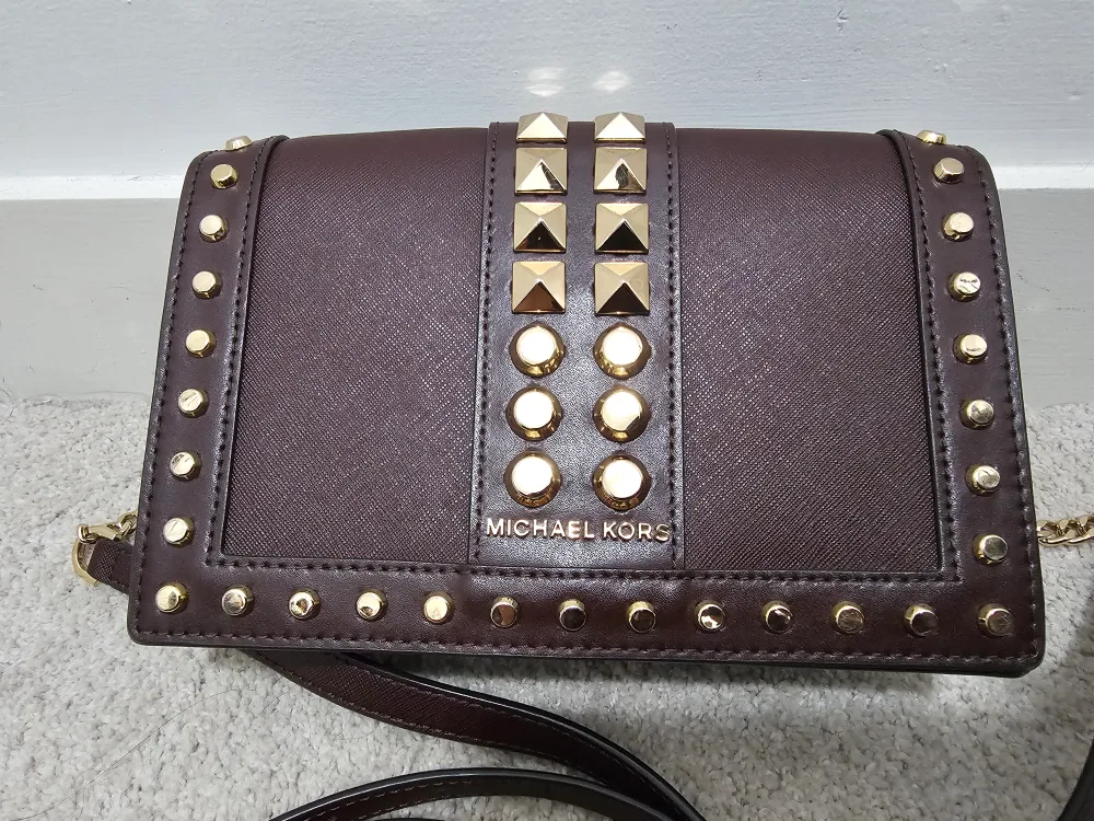 Authentic Michael Kors Brown Studded Crossbody Bag image indicator(2)