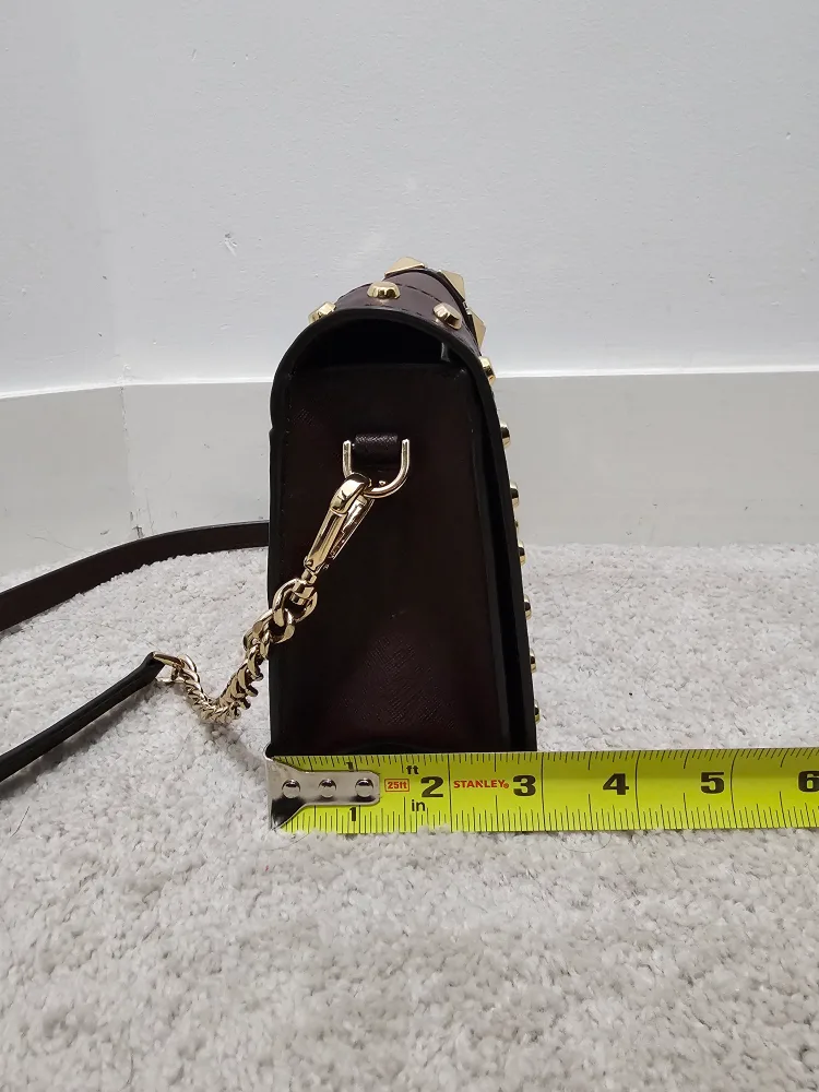 Authentic Michael Kors Brown Studded Crossbody Bag image indicator(10)
