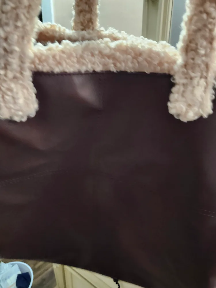 Brown Leather & Sherpa Tote Bag thumbnail