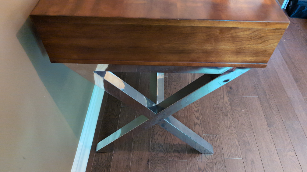 All Wood Mid Century Modern Desk with Chrome Legs - photo 3