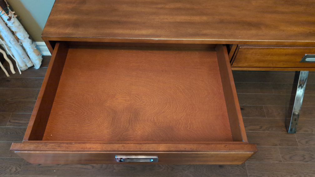 All Wood Mid Century Modern Desk with Chrome Legs - photo 5