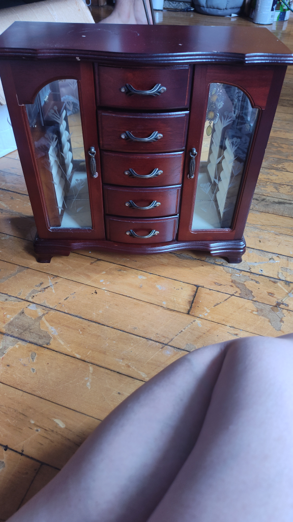 Jewelry Box Cabinet, Dark Brown Wood
