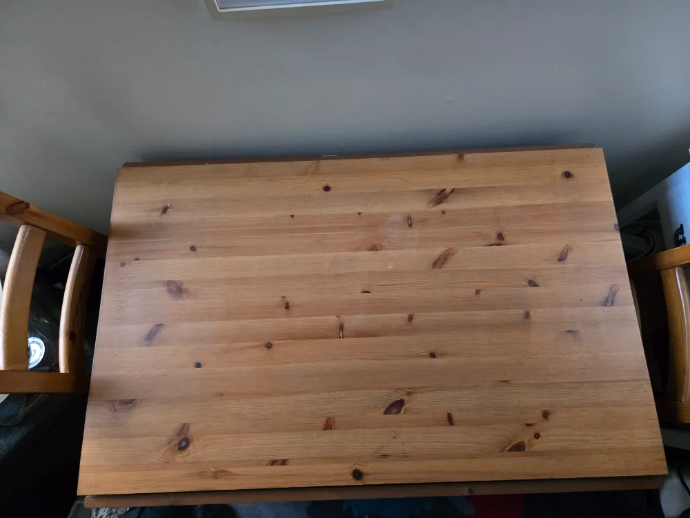 solid wood table with two chairs - expands to seat 10. #freecyle image indicator(2)