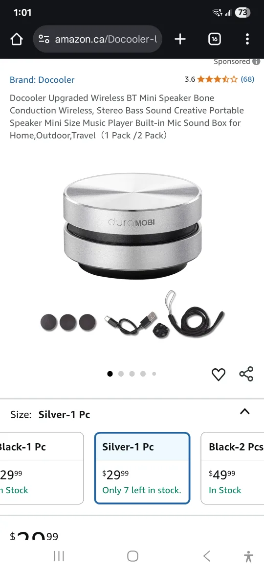 DuraMOBI Bone Conduction Speaker - Silver thumbnail