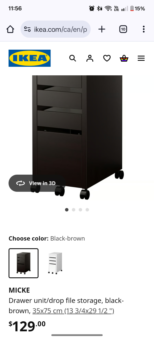 IKEA MICKE Black-Brown Drawer Unit