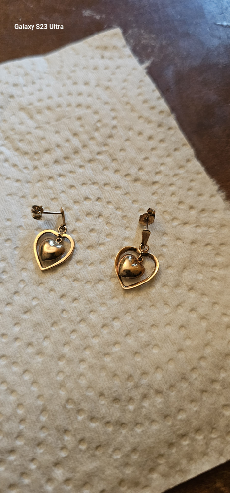 10k 2 Heart Dangle Earrings - photo 4