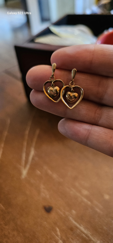 10k 2 Heart Dangle Earrings - photo 5