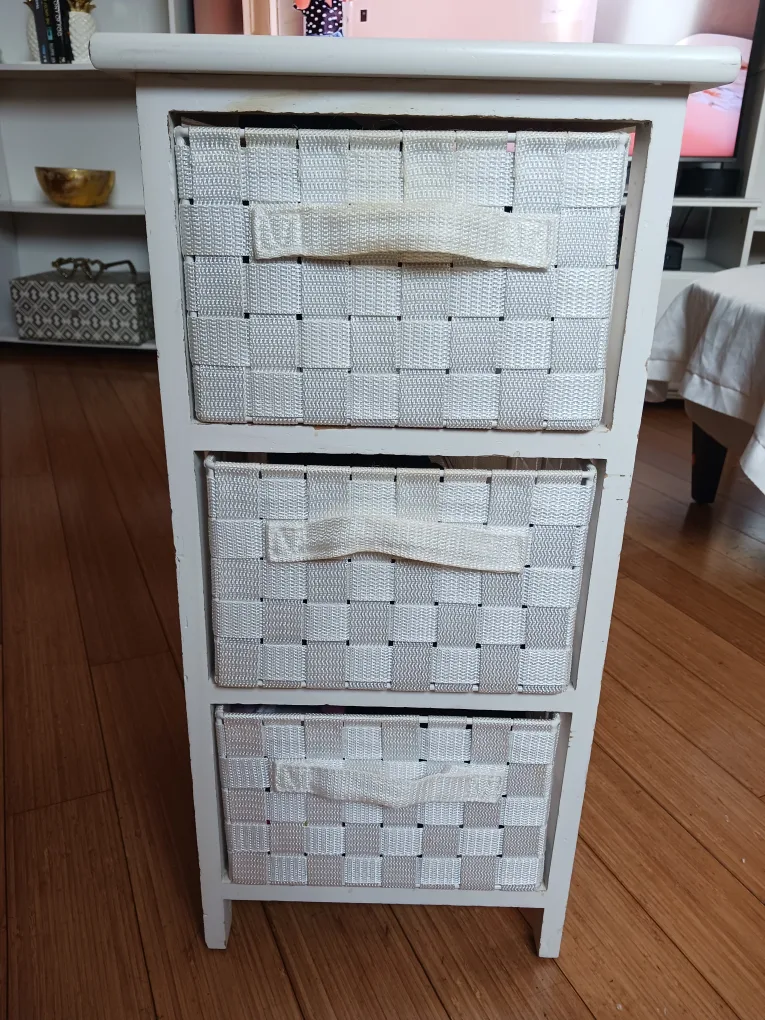 White Woven 3-Drawer Storage Unit thumbnail