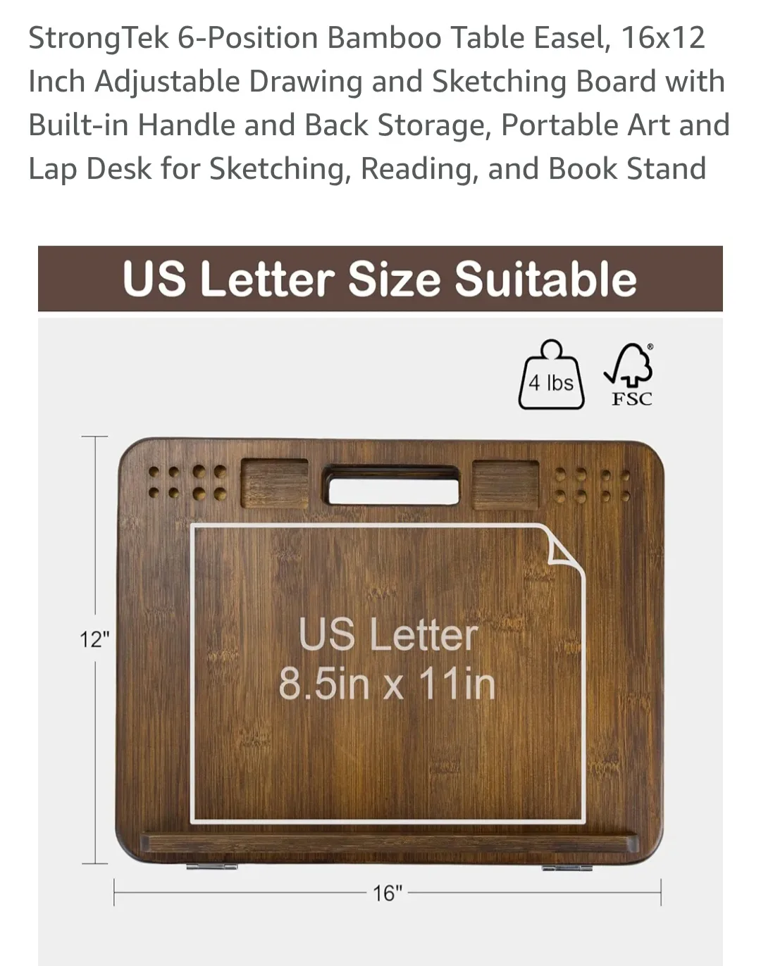 StrongTek 6-Position Bamboo Table Easel, 16x12 Inch image indicator(4)