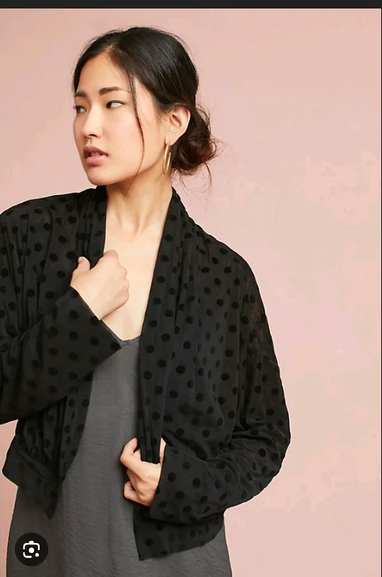 Anthropologie black polka dot jacket thumbnail