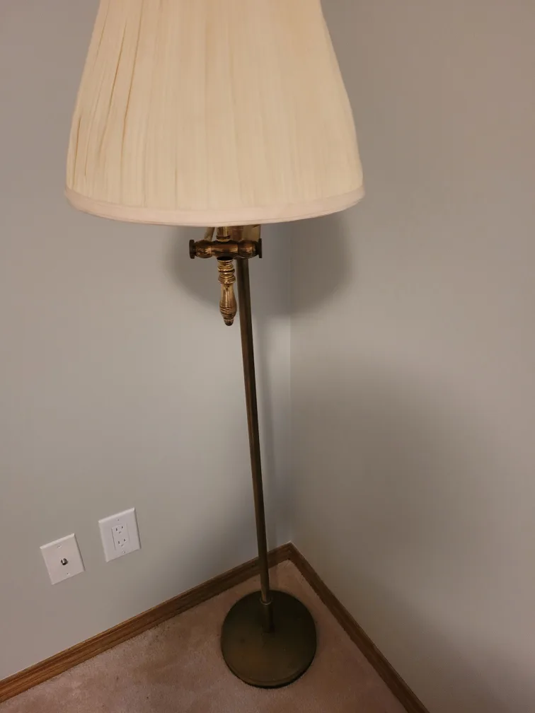 Vintage Brass Floor Lamp with Shade thumbnail