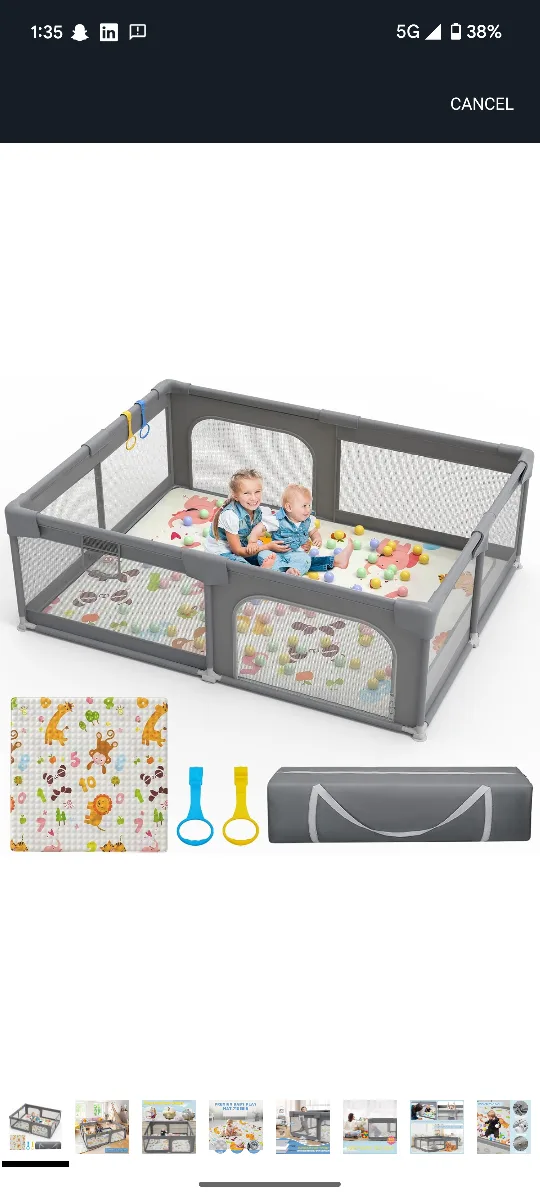 Grey Baby Playpen - Safe Play Area thumbnail