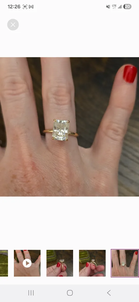 3 ct Moissanite & Gold Ring Size 5 thumbnail