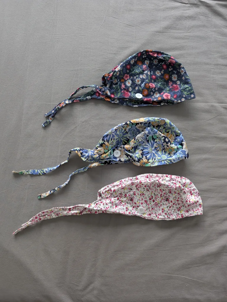 Floral Patterned Scrub Caps - Set of 3 thumbnail