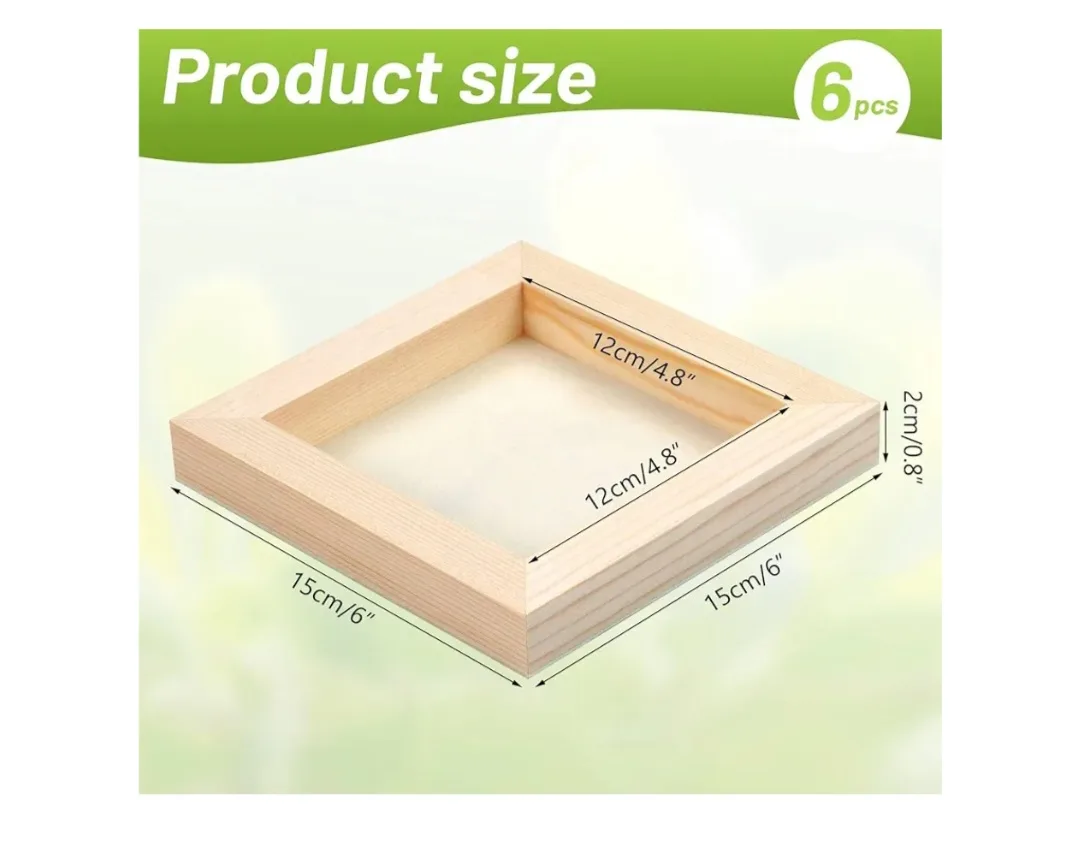6 pcs Square Wood Frame, 6 inch thumbnail