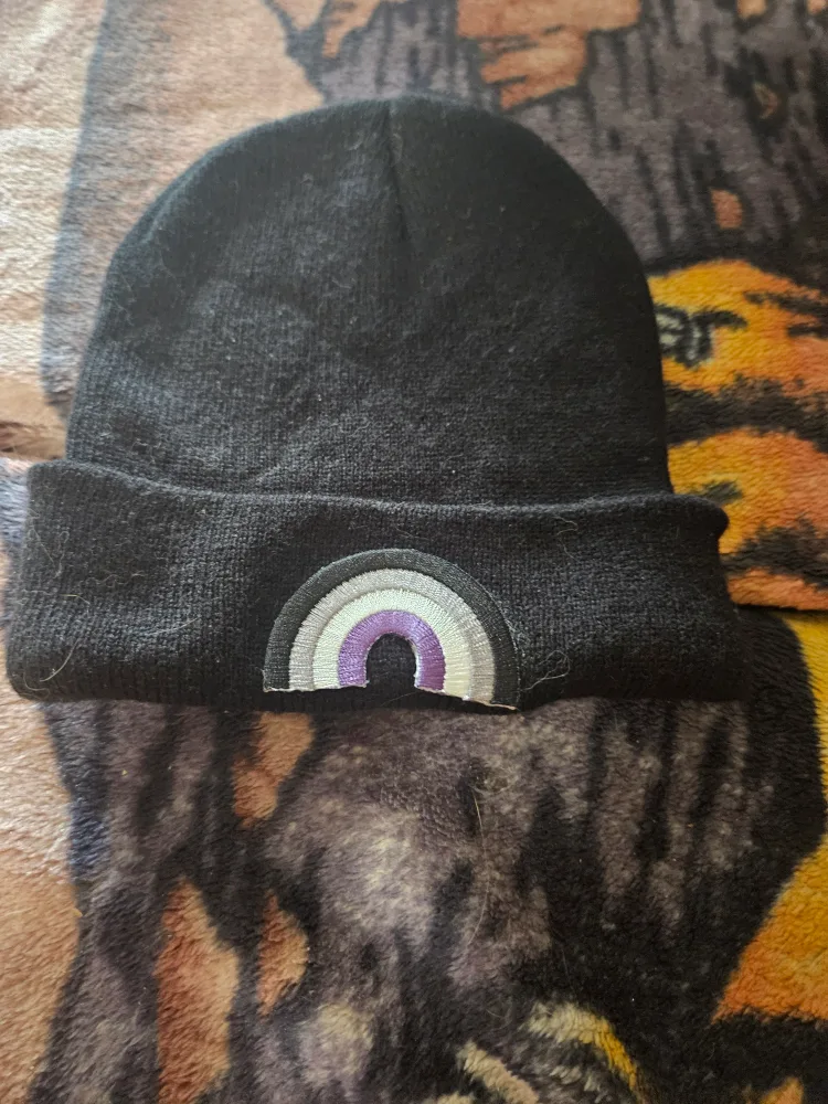 Black Beanie with Rainbow Patch thumbnail