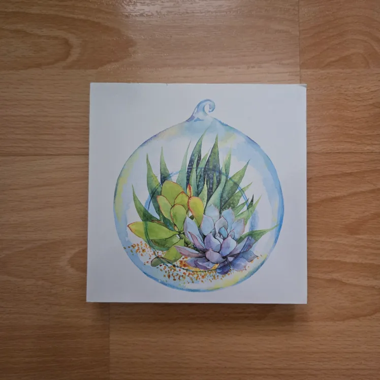 Watercolor Succulent Terrarium mini decorative print block thumbnail