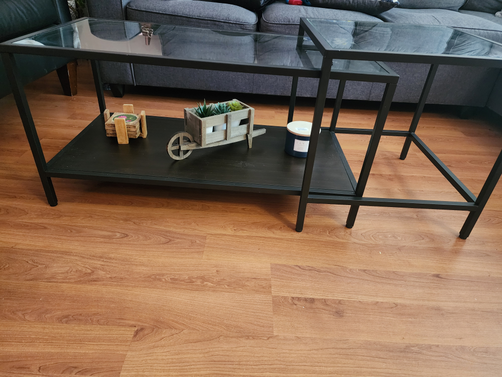 Black Glass Top Coffee Table Set