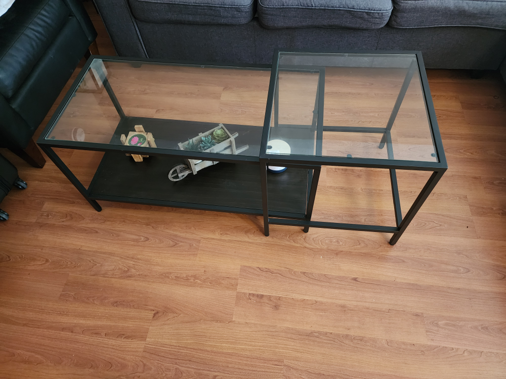 Black Glass Top Coffee Table Set - photo 2