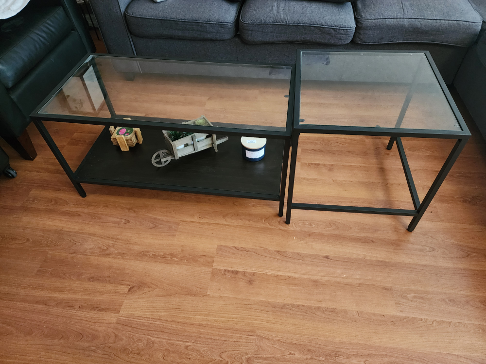Black Glass Top Coffee Table Set - photo 3