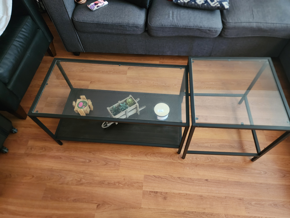 Black Glass Top Coffee Table Set - photo 4