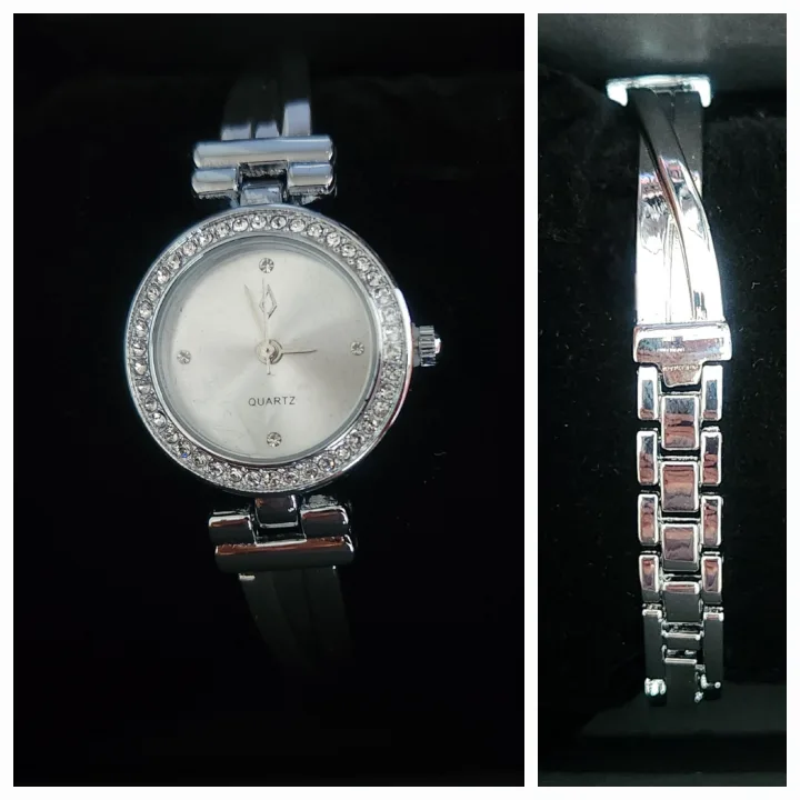 Silver Quartz Crystal Accent Watch thumbnail