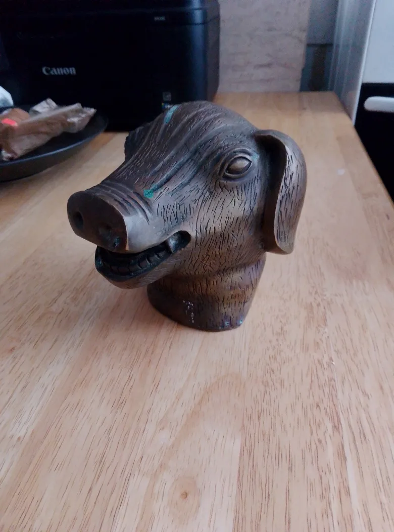 Bronze Pig Head Sculpture thumbnail