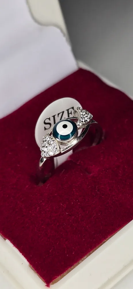 Evil Eye Ring - Size 7 Silver Ring for Girls / Ladies. thumbnail