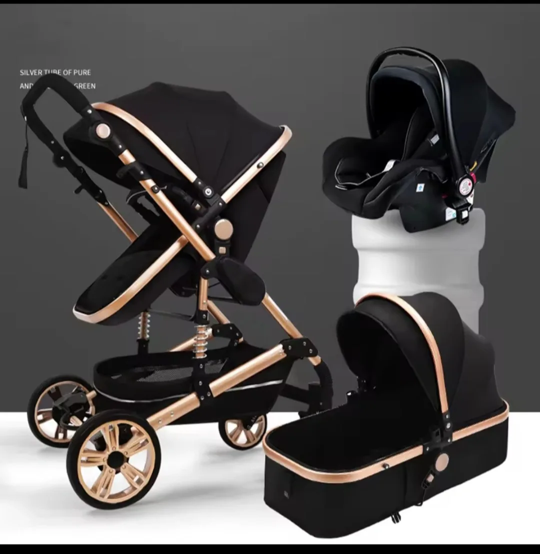 Baby Stroller 3 in 1 Travel System - Black & Gold image indicator(2)