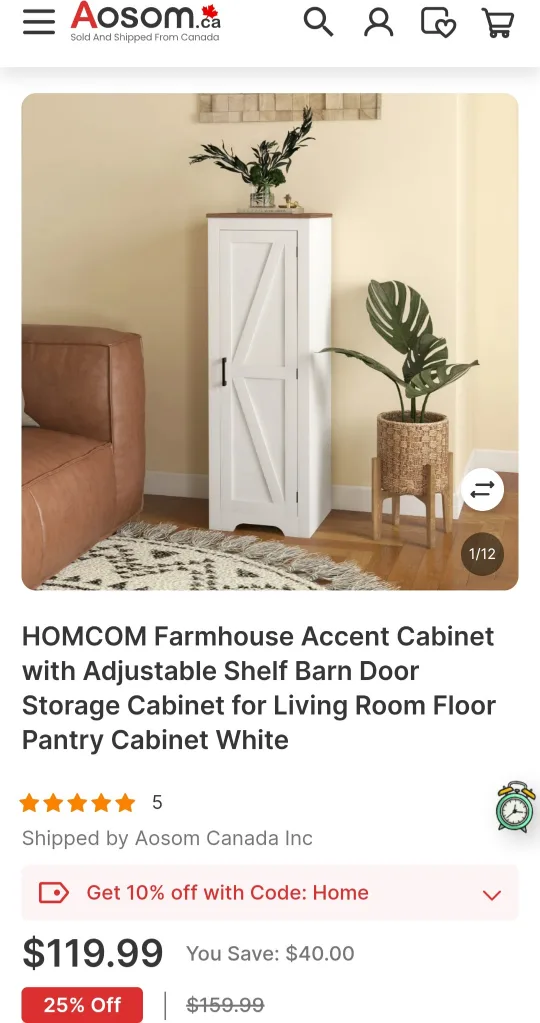 Farmhouse Accent Cabinet with Adjustable Shelf Barn Door thumbnail