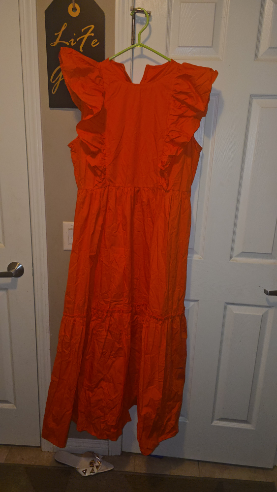 Orange Ruffle Sleeved Dress