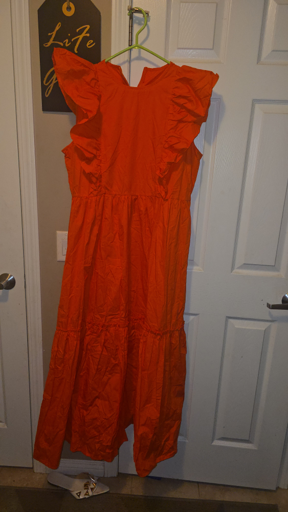 Orange Ruffle Sleeved Dress - photo 4
