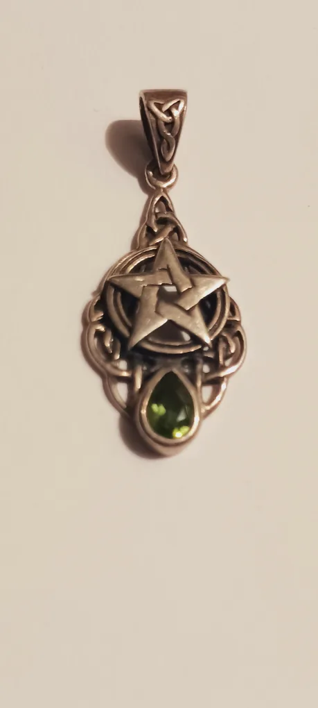 Sterling Silver 925 Star of David Peridot Stone Pendant thumbnail