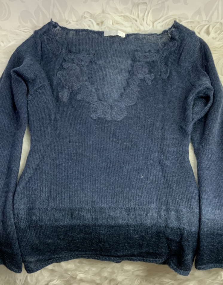 Blue long sleeve tiny knit style sweater - photo 3