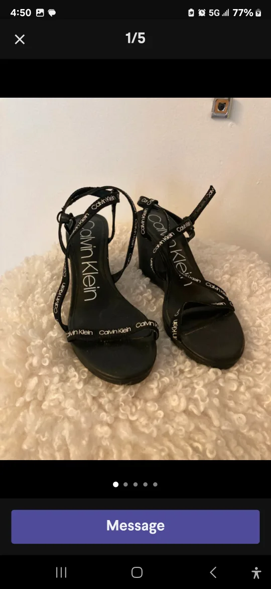 Calvin Klein Black Wedge Sandals - Size 8 thumbnail