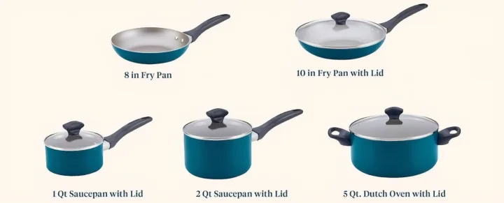 Farberware 15-Piece Nonstick Cookware Set – Teal thumbnail