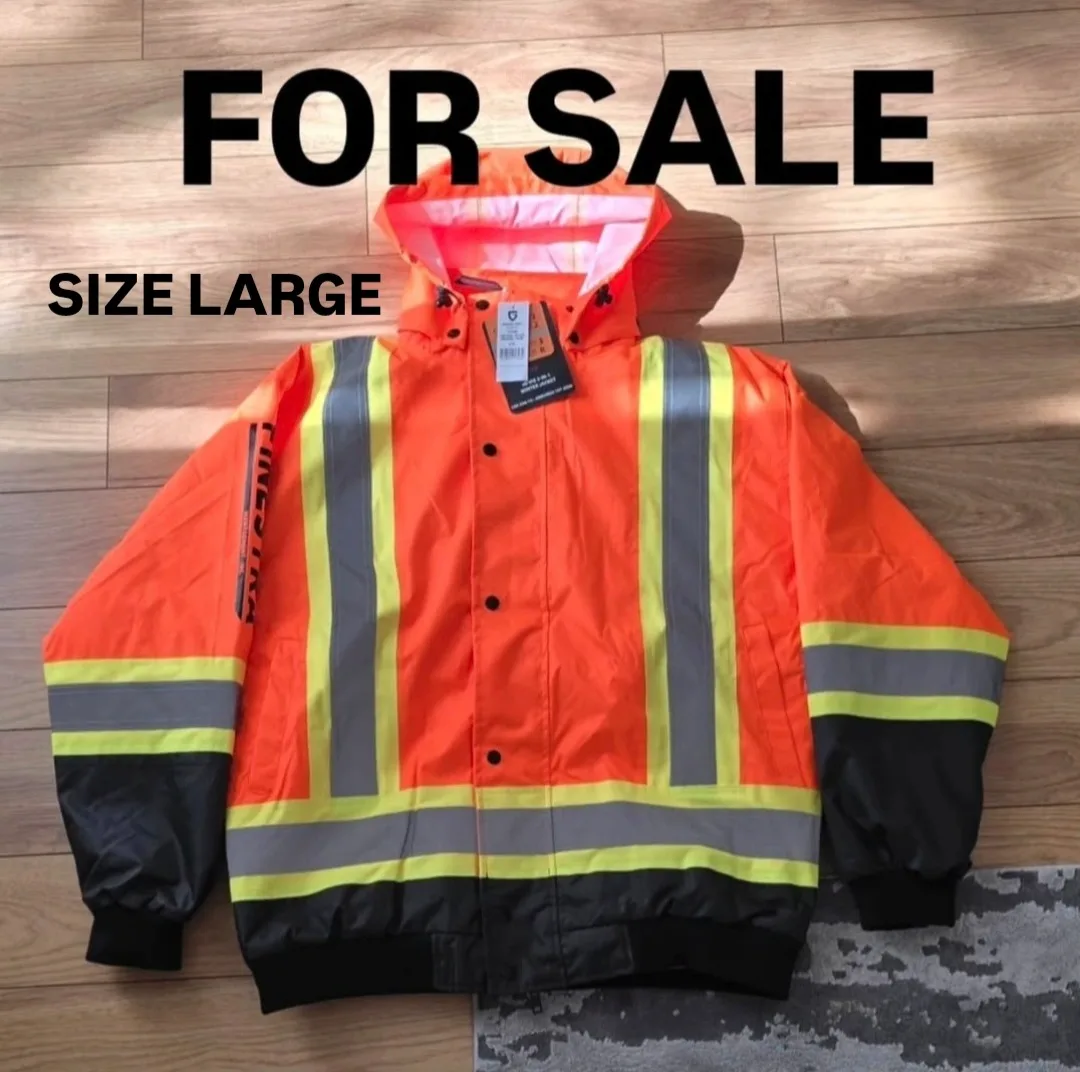 Hi Vis size large ground force winter jacket with inner sweater thumbnail
