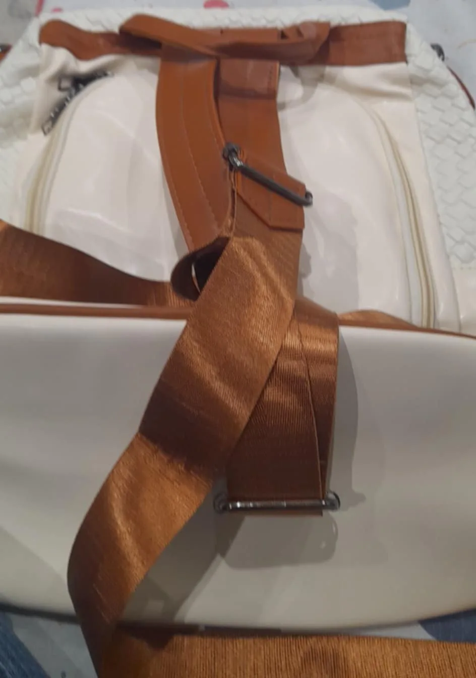 NEW White & Brown Backpack Purse image indicator(7)