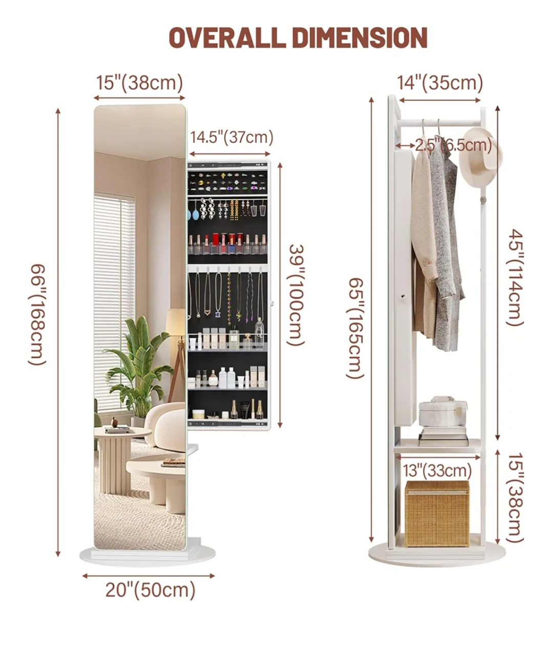 Rotating Jewelry Armoire with Full Length Mirror - photo 3