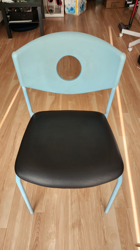 Light Blue Chair with Black Seat
